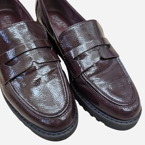 Burgundy Patent Leather Penny Loafers - Men's
